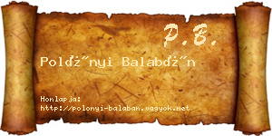 Polónyi Balabán névjegykártya